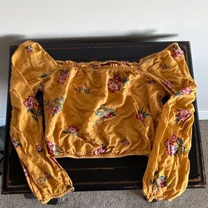 Floral Yellow Off-Shoulder Top